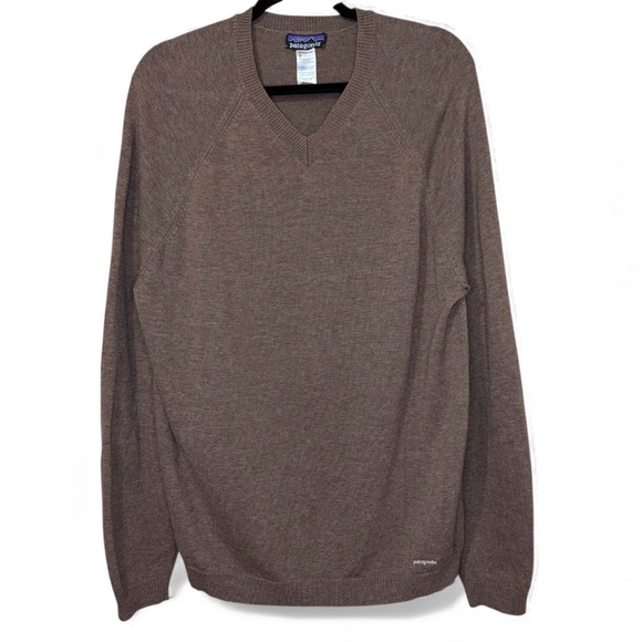 Patagonia Men’s Wool & Cashmere V-Neck Sweater Brown Size Large